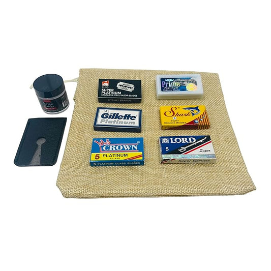 GENTS Double Edge Safety Blades, Sample Pack, Includes 40 Blades and 5 Grams Styptic Powder Stops Bleeding from Shaving Nicks and Cuts