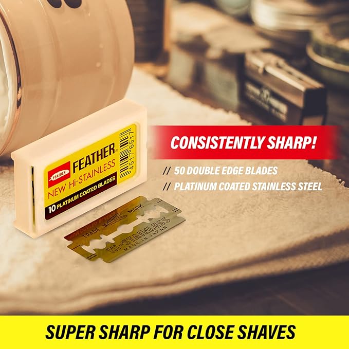Feather 10 Razor Blades New Hi-Stainless Double Edge