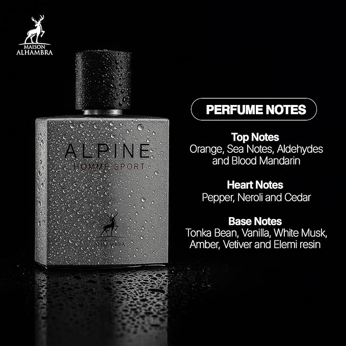 Lattafa ALHAMBRA ALPINE HOMME SPORT EAU DE PARFUM 100ml | LUXURY LONG LASTING FRAGRANCE | PREMIUM IMPORTED FRAGRANCE SCENT FOR MEN AND WOMEN | PERFUME GIFT SET | ALL OCCASION (Pack of 1)