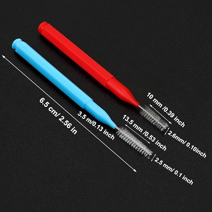 Patelai 100 Pieces Braces Brush for Cleaner Interdental Brush Toothpick Dental Tooth Flossing Head Oral Dental Hygiene Flosser Toothpick Cleaners Tooth Tool(Blue, Red,Suitable Size)