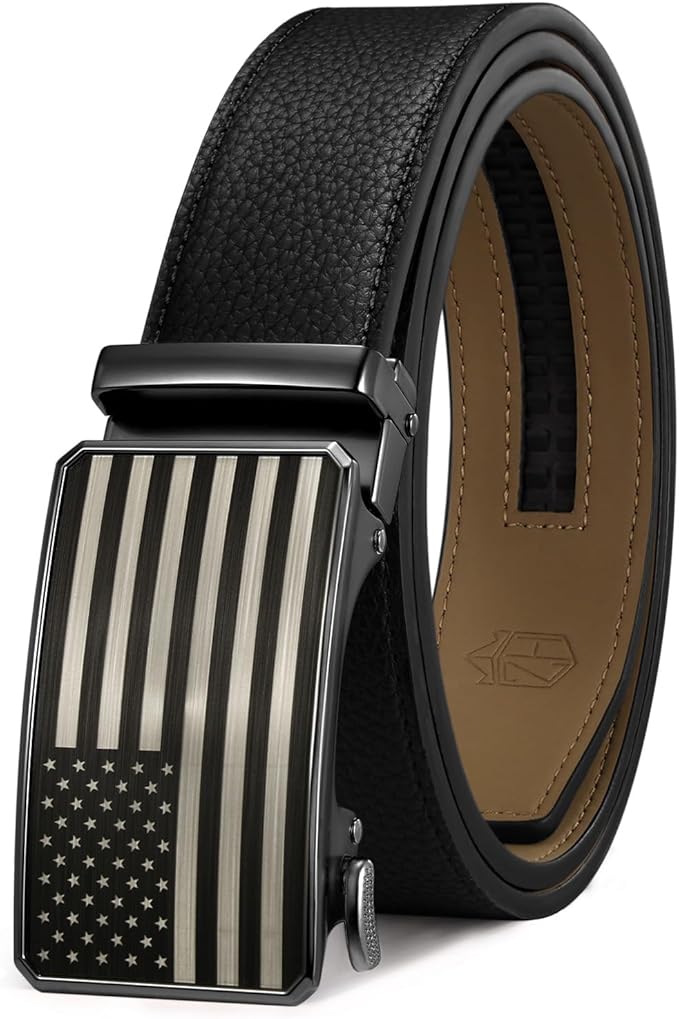 Zitahli Belt Men, Ratchet Belt Dress with 1 3/8" Premium Leather,Slide Belt with Easier Adjustable Automatic Buckle
