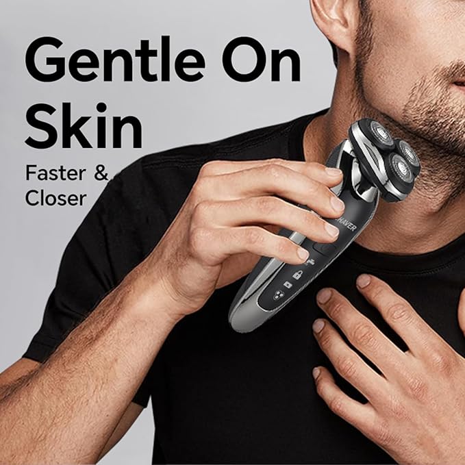 Electric Shaver for Men - Rechargeable Razor 3D Precision Blades with Pop-up Trimmer - Rotary Cordless Shavers Washable Gentle on Sensitive Skin for Beard Sideburn Face with Travel Lock Men Gift