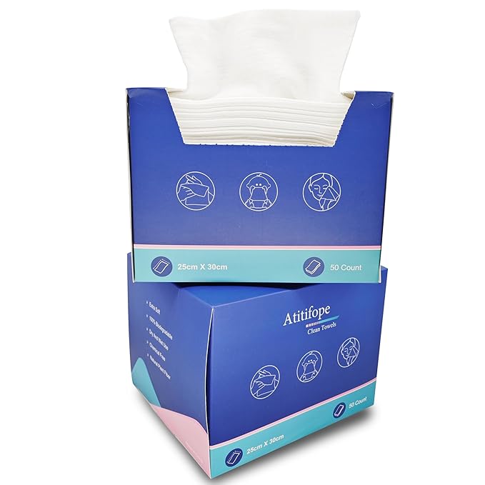 Disposable Face Towels Makeup Remover Wipes Super Soft and Thick Dry Cleaning Cloths (100Count (2Boxes))