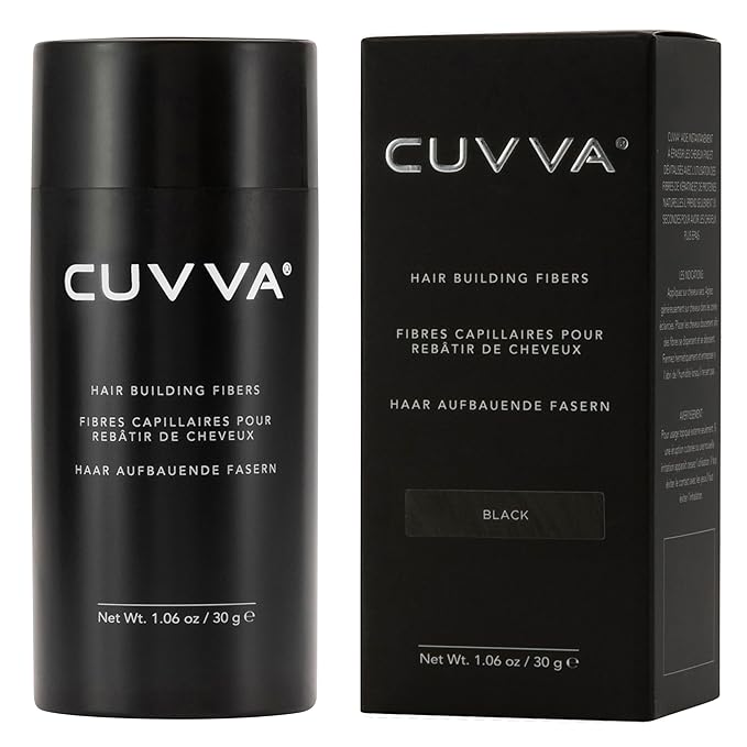 CUVVA Hair Building Fibers Multipack (2 x 30g) - Instantly Fill in Fine and Thinning Hair to Create a Thicker, Fuller Look - 13 Different Shades for Men & Women - Black