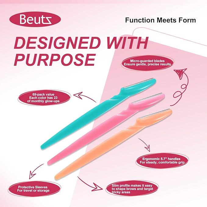 69pcs Eyebrow Razor set for Women Face Dermaplaning Tool Trimming Eyebrow Shaving Hair, Hairline Shaping, and men's facial hair removal