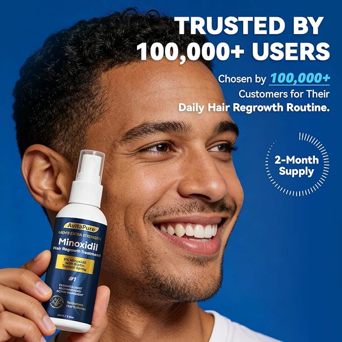 5% Minoxidil for Men Hair Growth Spray, Extra Strength Hair Regrowth Treatment for Men to Combat Hair Loss and Thinning
