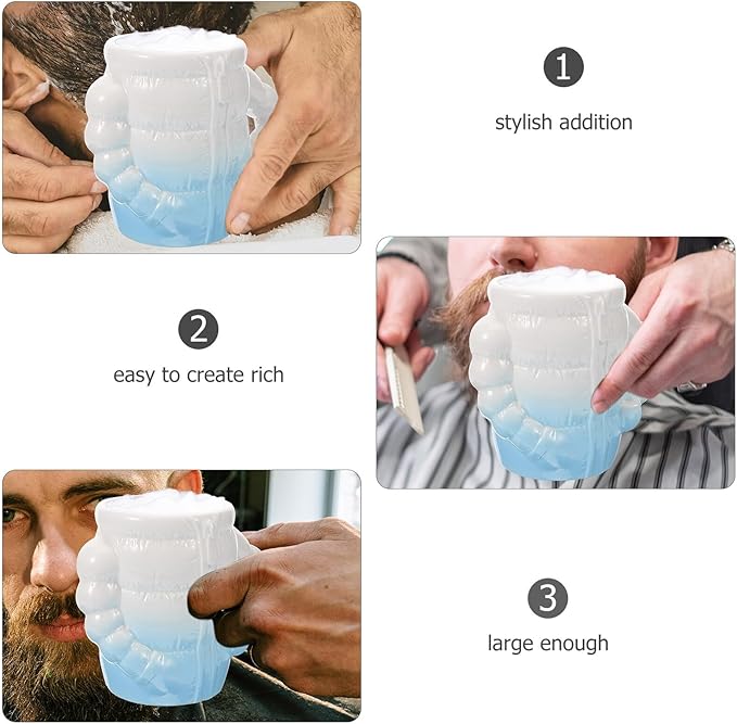 Ceramic Shaving Bowl for Men with Blue Finish, Reusable Shave Soap Cup for Household Use, Quick Lathering Shaving Soap Bowl Suitable for Daily Grooming