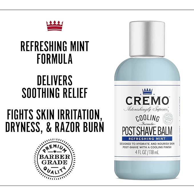 Cremo Cooling Formula Post Shave Balm,Soothes,Cools And Protects Skin From Shaving Irritation,Dryness and Razor Burn,4 Oz,(Pack of 2)