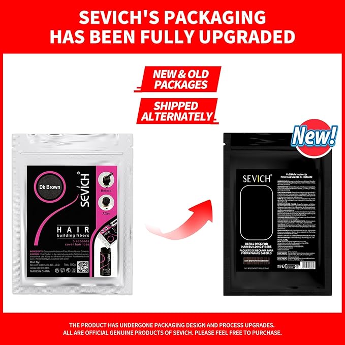 SEVICH Hair Fibers for Thinning Hair, Hair Building Fibers Instantly Thicker & Fuller Look,Hair Powder for Men & Women 100g Black