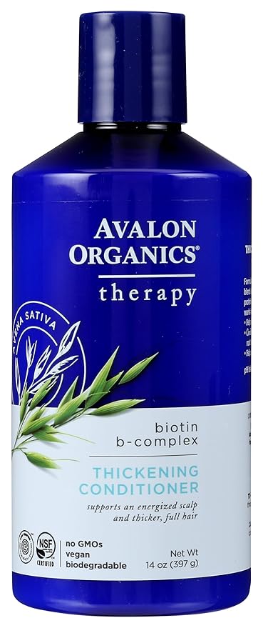 Avalon Organics Therapy Biotin B-Complex Thickening Conditioner, For an Energized Scalp and Thicker, Fuller-Looking Hair, 14 Fluid Ounces