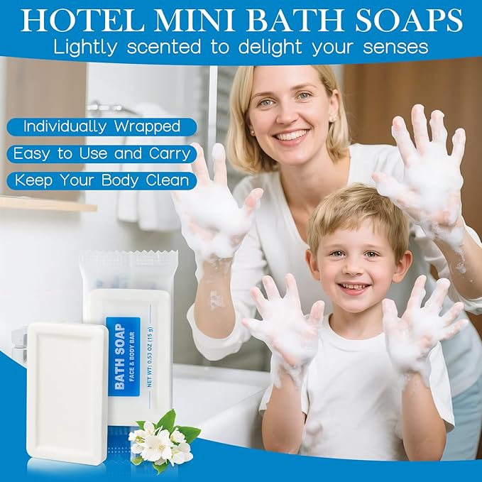 10 Pack Mini Travel Size Bar Soap Bulk,0.53 oz/15 grams Individually Wrapped Small Disposable Hotel Soap Bars Toiletries for Church,Homeless Gifts,Bathroom,Guest