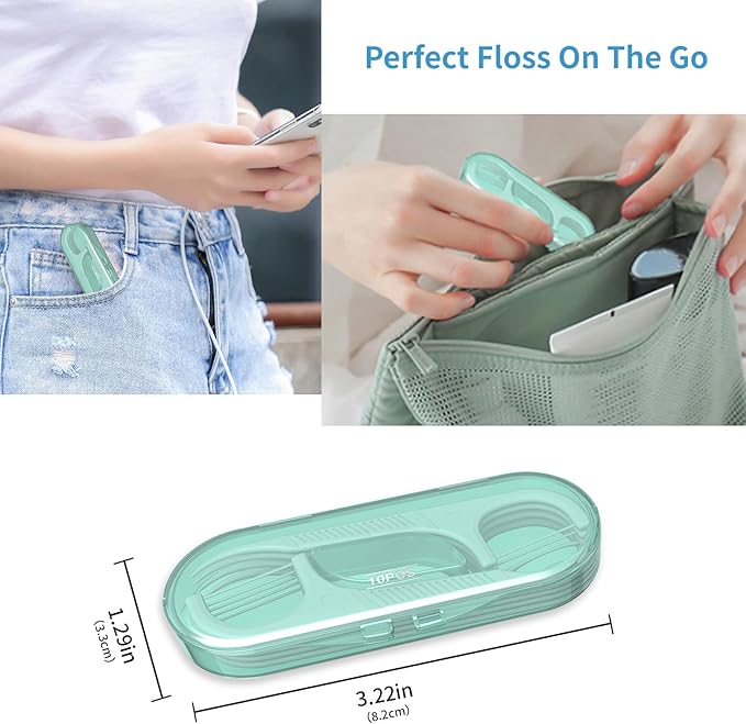 Portable Dental Floss Picks 2 Case-Professional No Shred Floss Sticks-Perfect for Travel Clean Teeth Tools-Ultra Small Portable Palm Sized Floss Organized