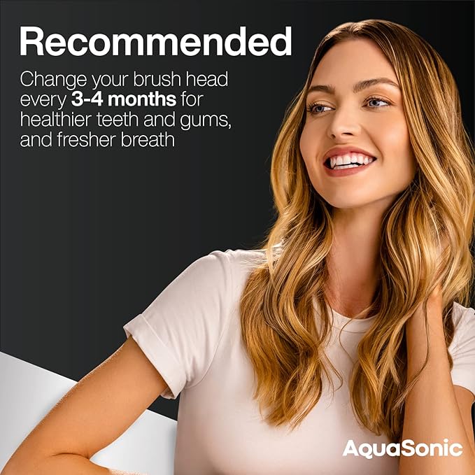AquaSonic Genuine Icon Replacement Brush Heads | Compatible with AquaSonic Icon Toothbrush | 2 Brush Heads | for Normal & Sensitive Teeth (Onyx)