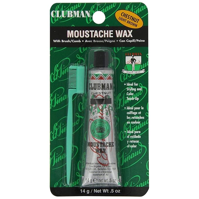 Clubman Moustache Wax Chestnut 0.50 oz (Pack of 2)