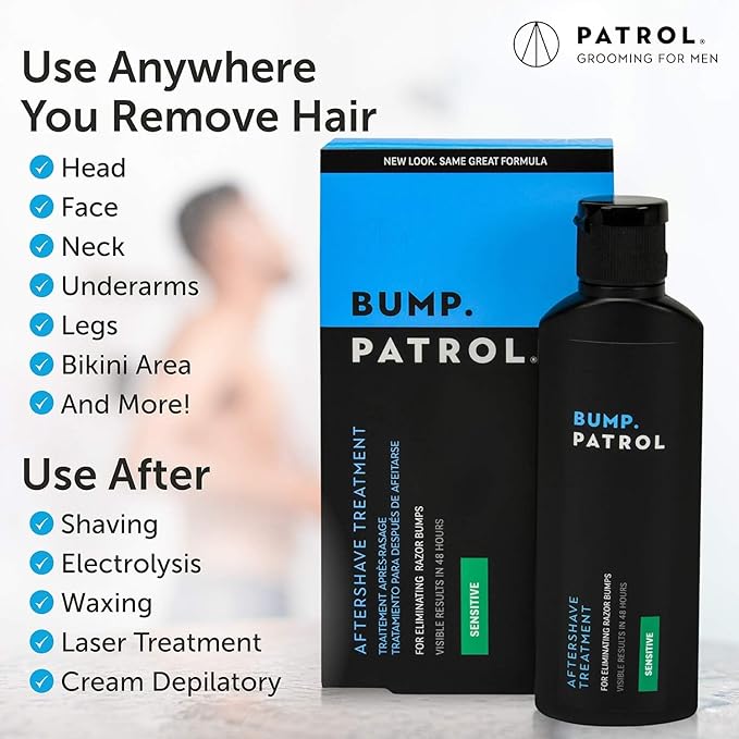 Bump Patrol Sensitive Strength Aftershave Treatment Serum – Razor Bump Stopper and Ingrown Hair Treatment for Men and Women, Alcohol Free Ingrown Hair Serum for Sensitive Skin 2 oz (Pack of 2)
