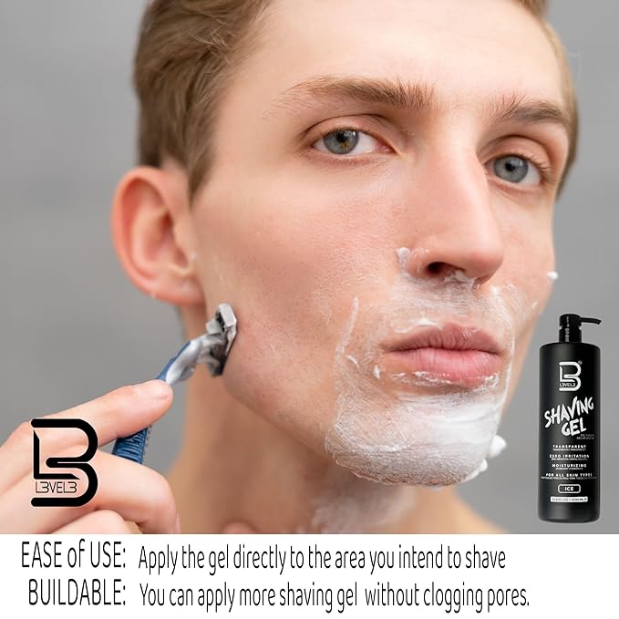 L3 - Level 3 Shaving Gel - Straight Razor Shave Gel - Non-Irritating - Refreshing Smell - No Hot Towel Necessary - Level Three Razor Gel (Ice - Large)