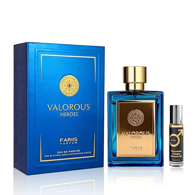 Valorous Heroes Eau de Parfum for Men, Oud and Vanilla Inspired Fragrance, Floral Mint Opening, Warm Spice Base, Niche Style Scent, Fragrance Pheromone