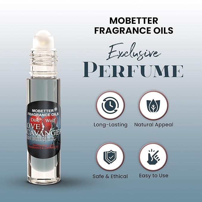 MOBETTER FRAGRANCE OILS Dire Wolf Love Scavanger Men Body Oil 0.33 Oz Roll On, Glass Bottle, Long Lasting, Travel Size