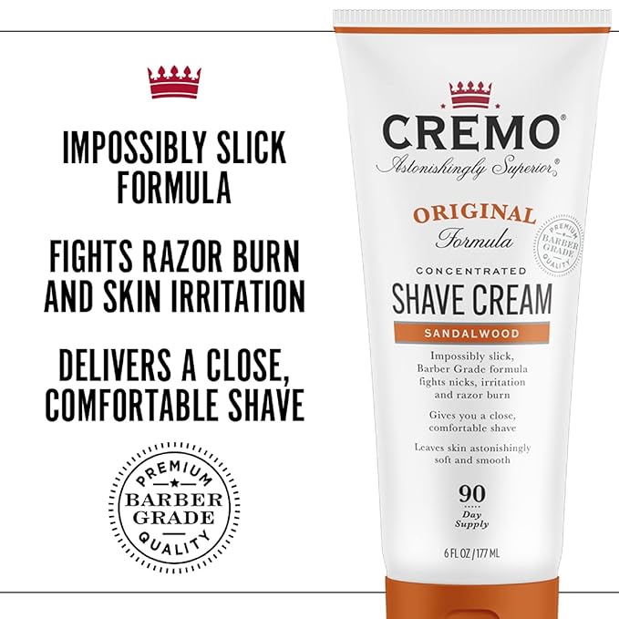 Cremo Barber Grade Sandalwood and Silver Water & Birch Shave Creams, Ultra-Slick Shaving Cream for Men Fights Nicks, Cuts and Razor Burn, 2 x 6 Fl Oz