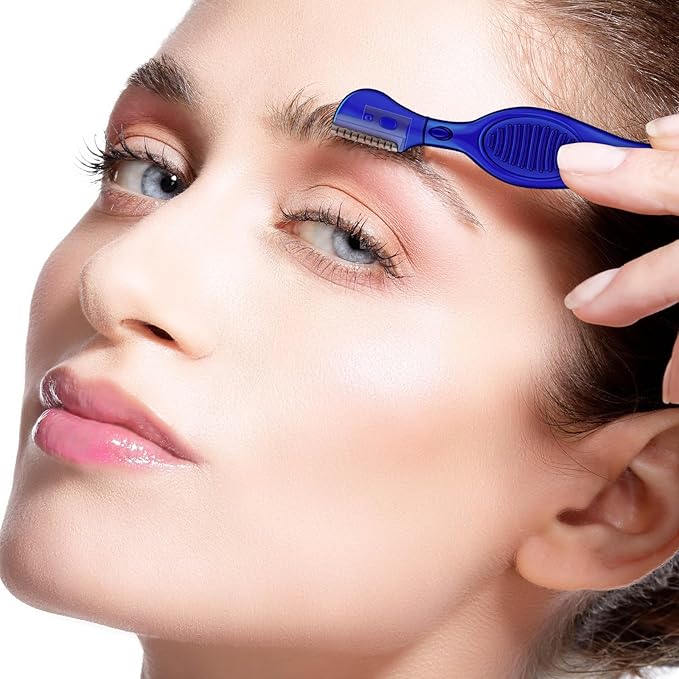 Mudder 28 Pcs Eyebrow Razor Knife Shaver Trimmer Shaver Multipurpose Exfoliating Tool Facial Hair Removal for Women Valentine Gift Giving(Royal Blue)