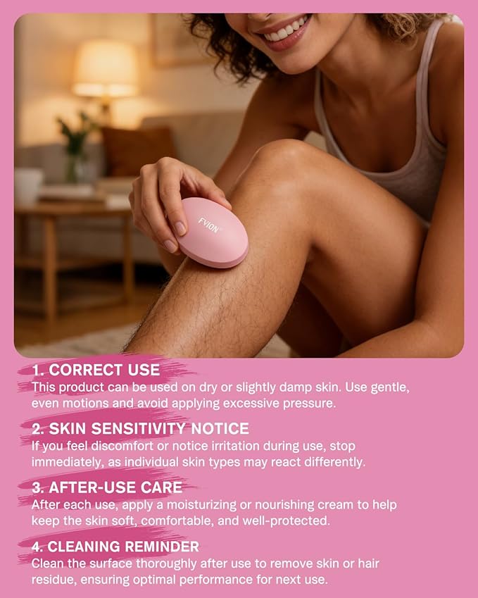 FVION Painless Crystal Hair Remover, Fine Grit Nano Hair Eraser, Glass Body Hair Shaver for Smooth Skin, Effortless Hair Removal Tool (Pink)