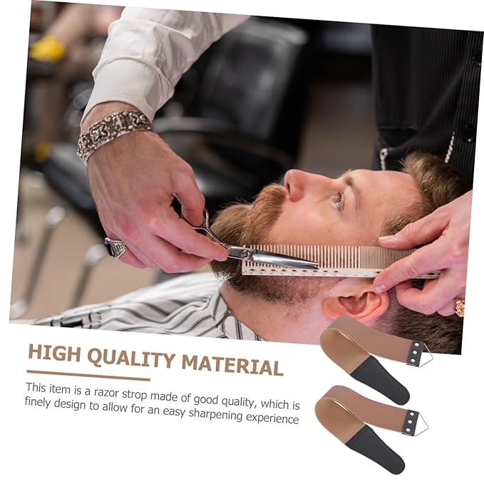 2pcs Dual Sided Razor Strop Sharpening Tool with Hanging Buckle for Smooth Shave Shop Practical Straps for Final Razor Maintenance and Smoothing Random Color