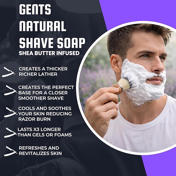 G.B.S Men's Lavender and Citrus Shaving Soap, Pack of 3
