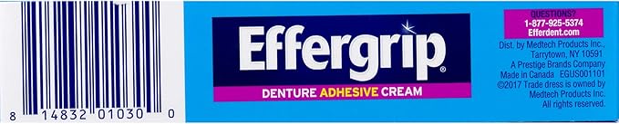 Effergrip Denture Adhesive Cream, Extra Strong Holding Power, 1.5 oz (Pack of 2)
