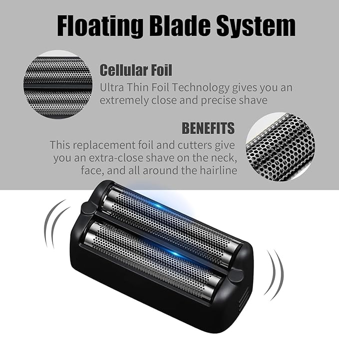2 Pack Shaver Replacement Foil and Cutter，Compatible with BaBylissPRO FXONE BlackFX Double Foil Stick Shaver,Black