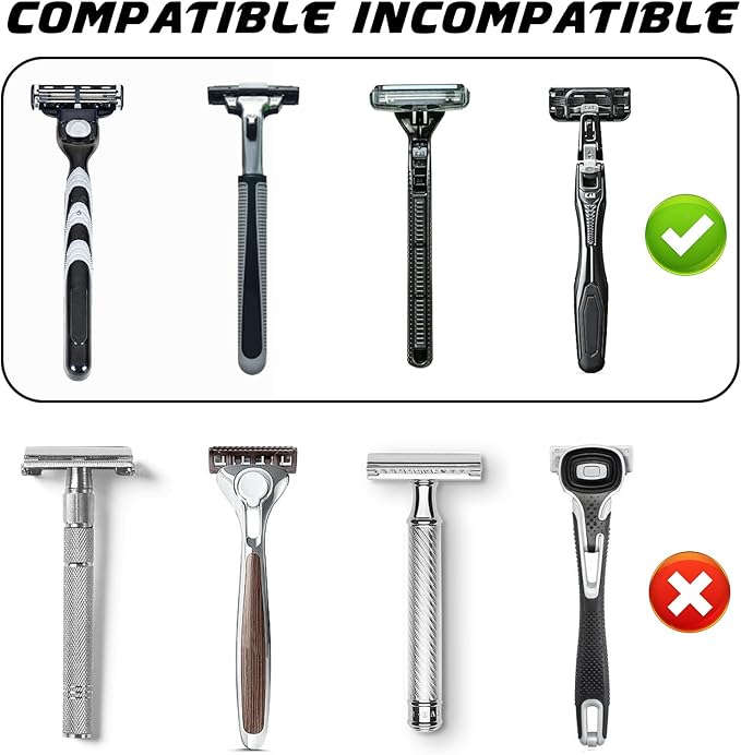2 Pcs Shower Razor Holder, Razor Holder for Shower Wall with Cover Self Adhesive Waterproof Shaver Holders for Bathroom Grey