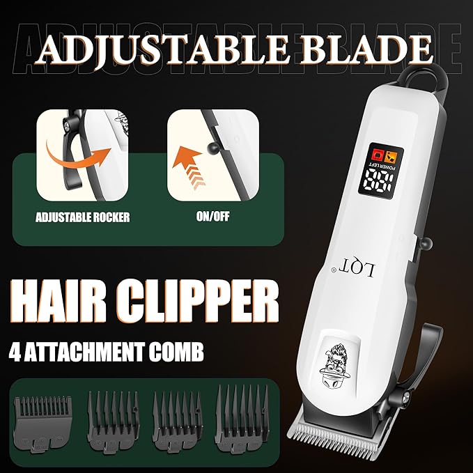 Hair Clippers for Men with LED Power Display, 3-Piece Professional Grooming Kit Includes Hair Clipper, Foil Shaver & Nose Trimmer, Complete Cordless Set for Home Barber Use