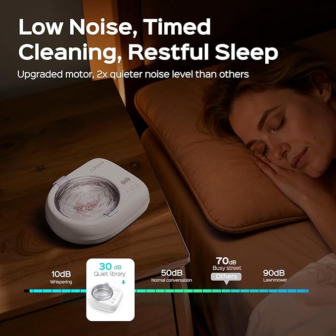 COSLUS Sonic Retainer Cleaner Machine: Cordless Professional Dental Cleaning Pod for Retainer, Aligner, Night Guard Deep Cleaning - Rechargeable Mini Travel Design, Quiet for Home Use with Timer