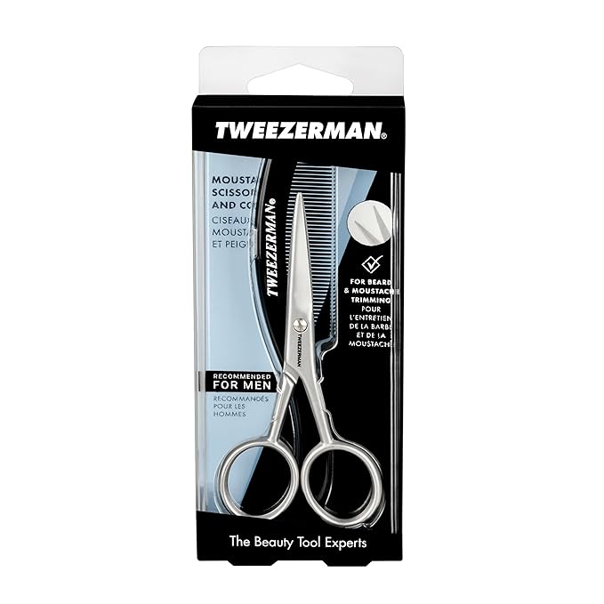 Tweezerman G.E.A.R. Moustache Scissors and Comb, Black