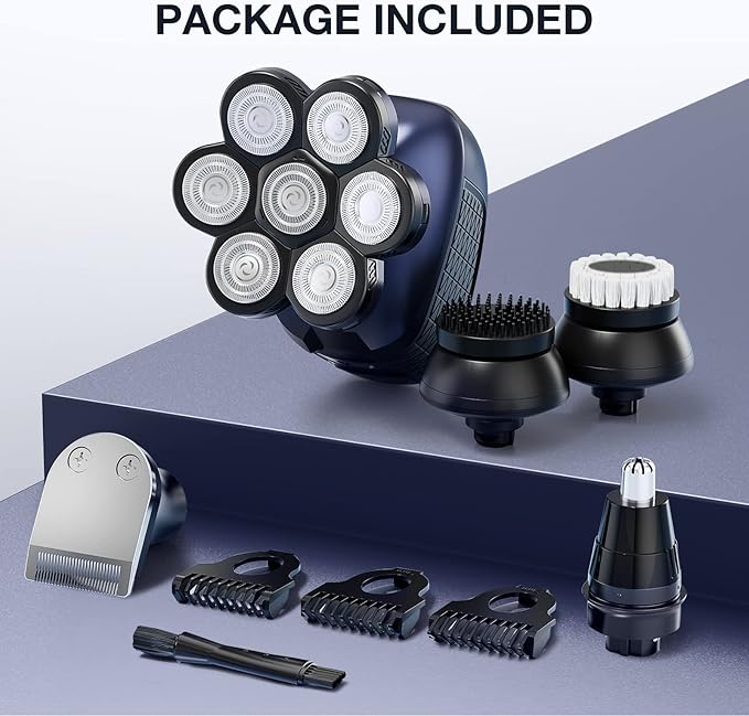Head Shaver, Upgrade Head Shavers for Bald Men, Head Electric Razor with Nose Hair Trimmer, IPX6 Waterproof Wet/Dry Mens Grooming Kit, Anti-Pinch, LED Display, USB Rechargeable