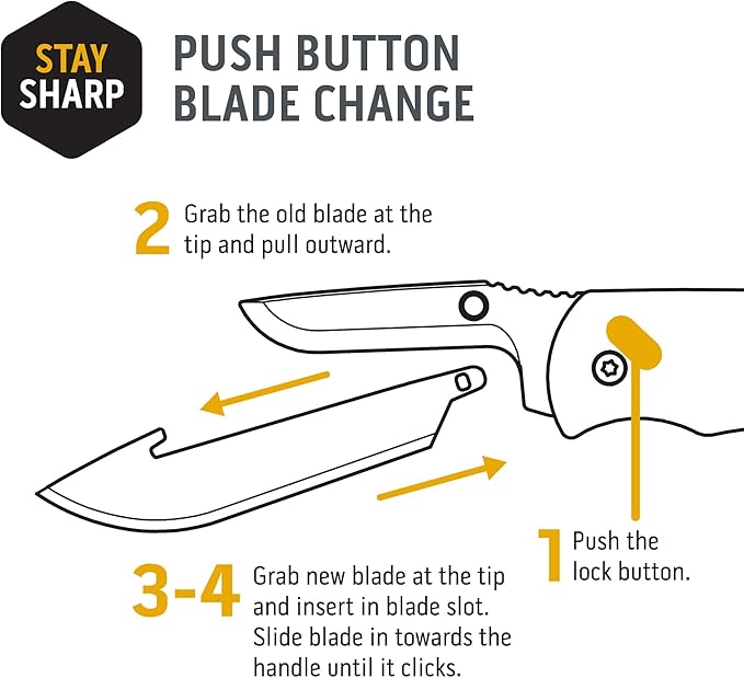 OUTDOOR EDGE RAZOR VX1 | Replaceable Blade Assisted EDC Folding Pocket Knife | 3" Stainless Blade, Black Anodized Aluminum Handle, Reversible Pocket Clip | Outdoor, Camping, Survival, Utility