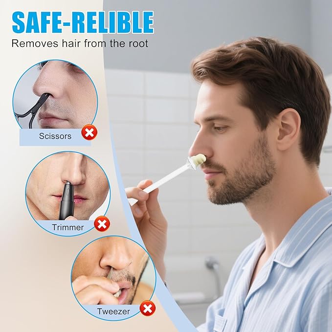 Nose Hair Wax Sticks - 80 PCS Hair Wax Applicator Sticks with Disposable Spatulas for Painless Nose/Ear Hair Removal, Plastic Nose Ear Hair Removal Wax for Men Women