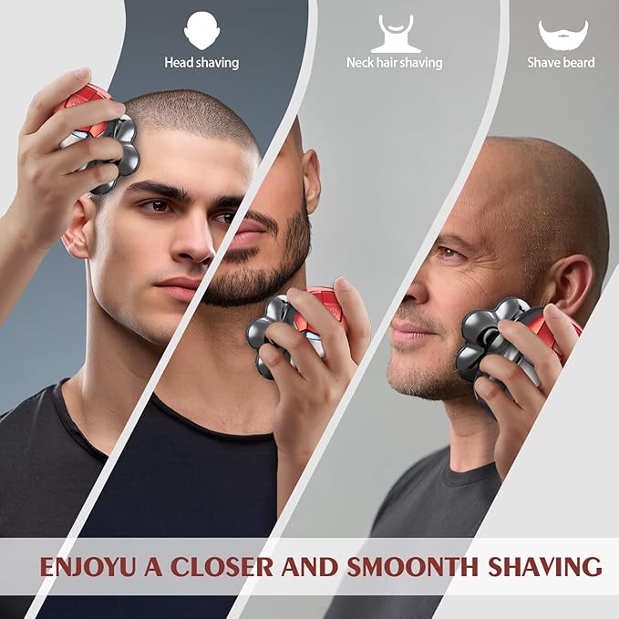 Head Shavers for Bald Men Upgraded Detachable Magnetic Head Shaver - IPX7 Waterproof Wet or Dry Electric Razor for Men - 7D LED Display Rechargeable Shaving Grooming Kit with Type-C Charge