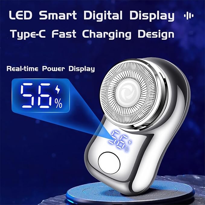 Mini Electric Shaver, Portable Powerful Storm Razor for Men Women, USB C Rechargeable, Battery Power Display, Lightweight Razor for Travel Office Business Trip Black