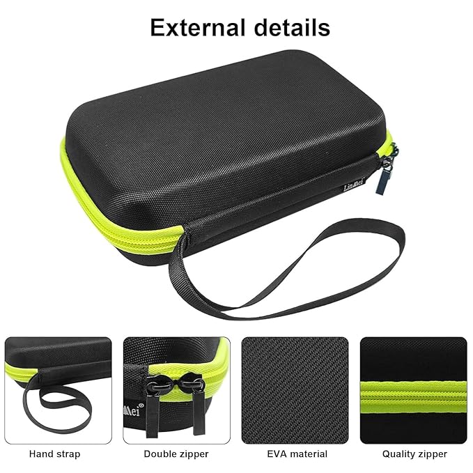 LinMei Hard Travel Case for Electric Trimmers & Shavers - Protective Organizer Compatible with QP27XX, QP28XX and QP6XXX - EVA Shell with Accessory Pocket - Black (Case Only)