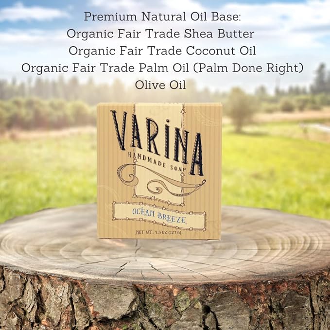 Natural Ocean Breeze Bar Soap - Gentle Cleansing for Sensitive Skin, Fresh - 3 Pack