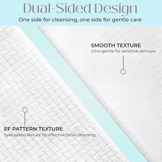 Disposable Cotton Face Towels – Super Soft Face Dry Wipes, Hypoallergenic Makeup Remover Wipes, for All Skin Types Incl. Sensitive Skin, Facial Cloths 100% Biodegradable- 50 Count