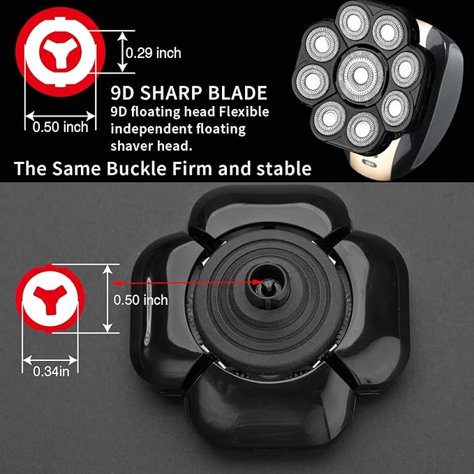 9 Blades Head Shaver Men's Electric Shaver Replacement Heads Universal Replacement Blade Head Electric Razor for Men