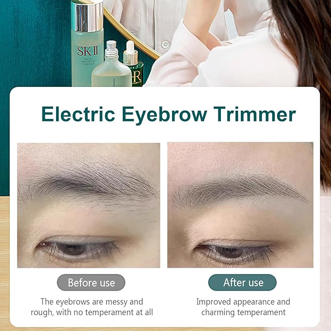 Eyebrow Trimmer,Electric Eyebrow Razor with Built-in LED Light,Rechargeable Eyebrow Remover for Women