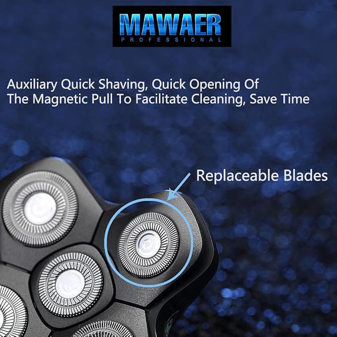 Magnetic 5 Blade Replacement Heads for SKULL SHAVER 4 & 3 Head Series
