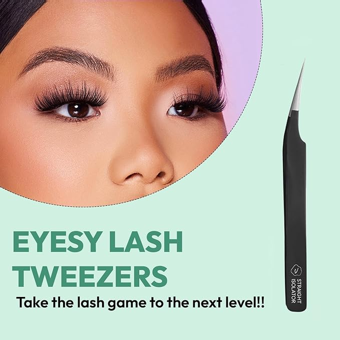 Eyesy Lash Straight Isolator Lash Tweezer | Professional Volume False Lash Application Tool | Multi Shapes & Purposes Tweezers | Non-Slip Grip Tweezers (Purple)