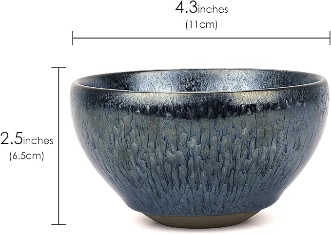 Linkidea Linkdiea Ceramics Soap Shaving Bowl, Traditional Wet Beard Art of Shaving Bowl, Cream Shaver Bowl for Men (Blue), RAC30-01