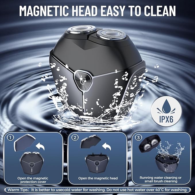 Electric Shavers for Men, Mini Rotary Shaver Portable, Electric Razor for Men, Travel Shavers with Case, Waterproof Face Razor as Gift, USB Type C for Home, Car, Travel