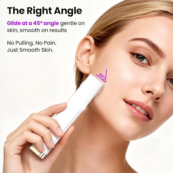Electric Sonic Face Razor Tool for Women with 10 Replacement Blades, 3 Adjustable Speeds, Gentle Peach Fuzz Remover for Face Exfoliation and Hair,Built-in LED Light Dermaplane Razor Eyebrow Trimmer