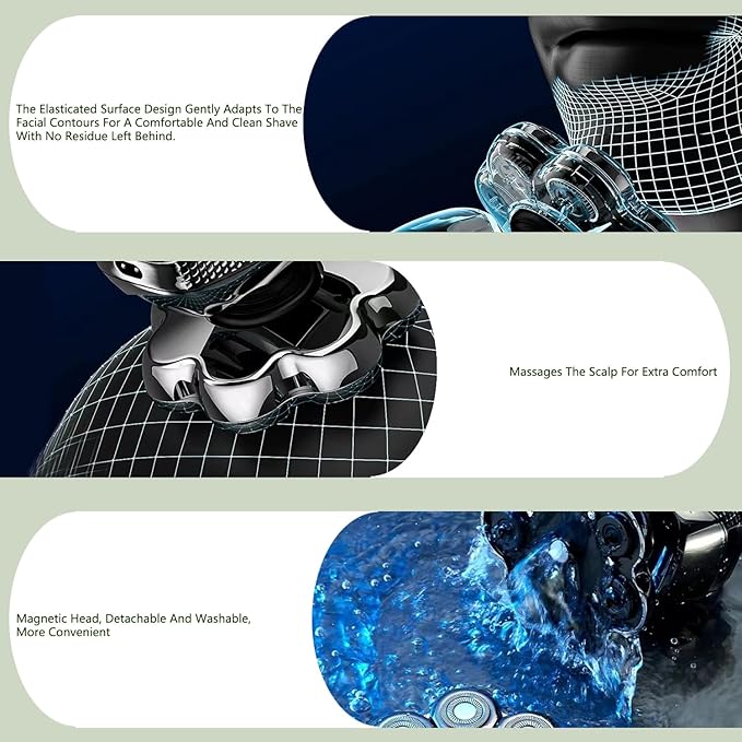 Newly Upgraded Replacement Heads for Skull Shaver Pitbull Platinum Pro Butterfly Kiss and Palm Hypo-Allergenic Electric Razors SK5