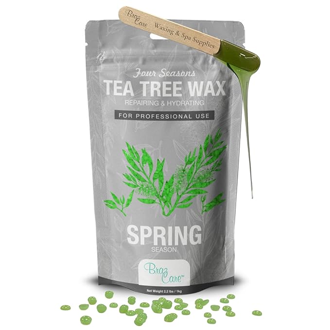 Hard Wax Beads for Hair Removal - 2.2lbs - Premium Tea Tree Wax for Thin & Fine Hair - All Purpose from Face to Bikini Areas